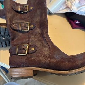 Ruff Hewn brown distressed side zip buckle boots 8.5 M